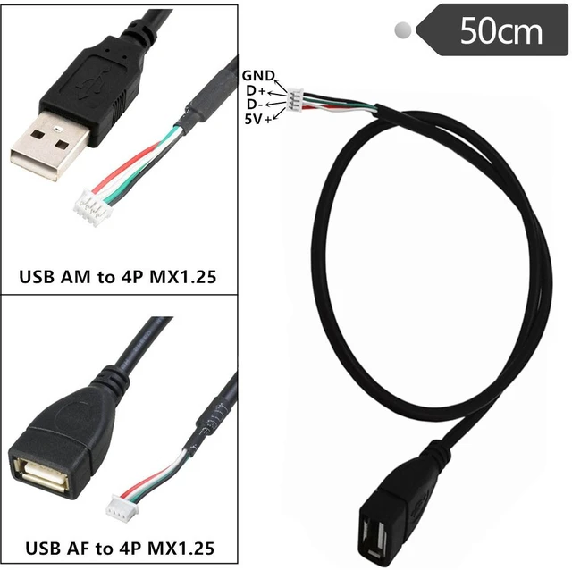 Alt view image 7 of 7 - 2 Pack USB to 4P MX1.25 cable, 4P MX1.25 Female to USB 2.0 Male Cable USB to Dupont 4 pin Data Cable ,1.6ft/50cm