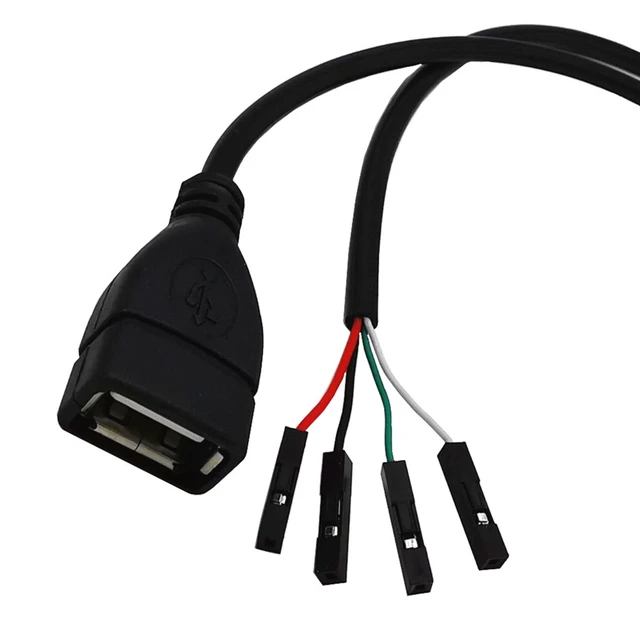 Alt view image 2 of 7 - 2 Pack USB 2.0 A to USB 4 Pin Dupont Motherboard Header Adapter, USB Female to 4Pin Female 28AWG Extender Cable -1ft/30cm