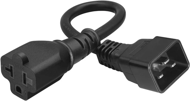 Alt view image 3 of 7 - IEC C20 to 5-15R/5-20R Y Splitter Power Cord, IEC320 C20 Male to NEMA 5-15R & 5-20R Comb Y Split Dual Power Cable, 16Amp to T Blade 20Amp, 14AWG, 1ft/30cm