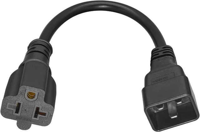 Alt view image 2 of 7 - IEC C20 to 5-15R/5-20R Y Splitter Power Cord, IEC320 C20 Male to NEMA 5-15R & 5-20R Comb Y Split Dual Power Cable, 16Amp to T Blade 20Amp, 14AWG, 1ft/30cm