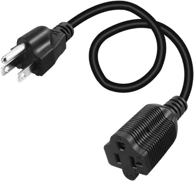 Alt view image 3 of 7 - NEMA 5-15P to 5-15R/5-20R Y Splitter Short Extension Cord 1ft, US Standard 3 Prong Cord Splitter, 14 Gauge, UL Listed, Black, 15 Amp to 20 Amp Power Adapter Cable,1ft/30cm