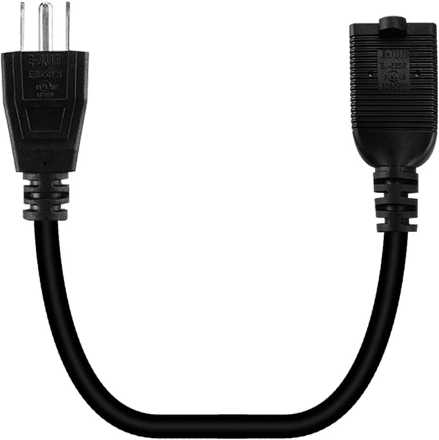 Alt view image 5 of 7 - NEMA 5-15P to 5-15R/5-20R Y Splitter Short Extension Cord 1ft, US Standard 3 Prong Cord Splitter, 14 Gauge, UL Listed, Black, 15 Amp to 20 Amp Power Adapter Cable,1ft/30cm