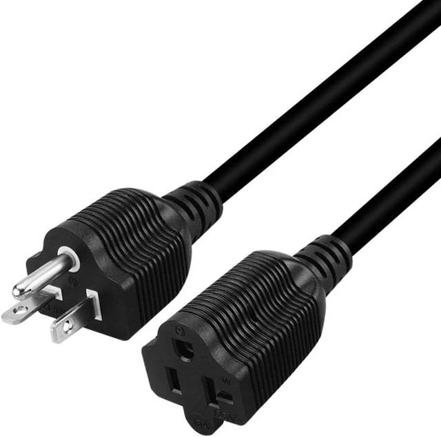 Alt view image 2 of 7 - NEMA 5-20P to 5-15R/5-20R Comb Heavy Duty 12 Gauge Extension Cord, US 3-Prong Cord Extender, Y Splitter, Dual IEC Double, 1ft/30cm