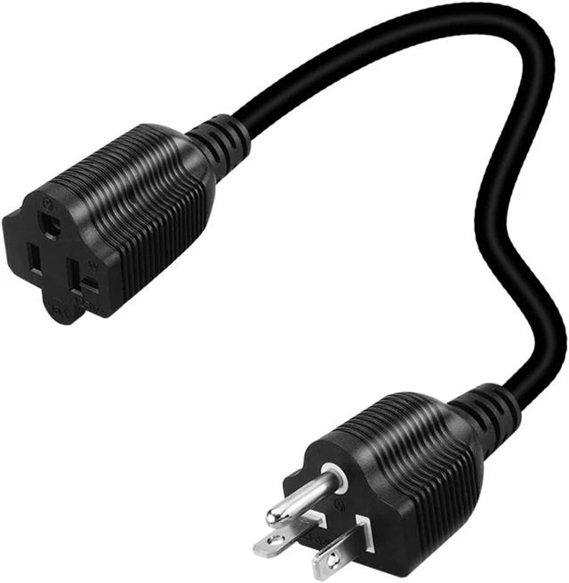 Alt view image 3 of 7 - NEMA 5-20P to 5-15R/5-20R Comb Heavy Duty 12 Gauge Extension Cord, US 3-Prong Cord Extender, Y Splitter, Dual IEC Double, 1ft/30cm