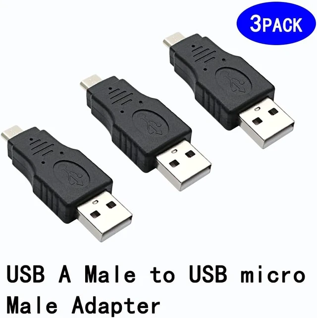 Alt view image 2 of 5 - 3 Pack USB 2.0 A Male to Micro Male Adapter, USB A Male to Micro Male Adaptor
