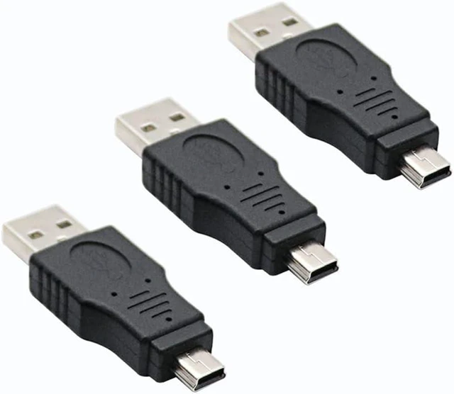 Main image of 3 Pack USB 2.0 A Male to Mini Male Adapter, USB A Male to Mini Male Adaptor,USB 2.0 Type a Plug to Mini USB Male Adapter