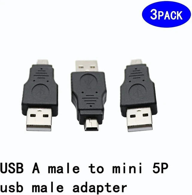 Alt view image 3 of 5 - 3 Pack USB 2.0 A Male to Mini Male Adapter, USB A Male to Mini Male Adaptor,USB 2.0 Type a Plug to Mini USB Male Adapter