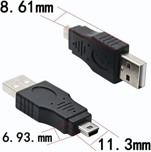 Alt view image 4 of 5 - 3 Pack USB 2.0 A Male to Mini Male Adapter, USB A Male to Mini Male Adaptor,USB 2.0 Type a Plug to Mini USB Male Adapter