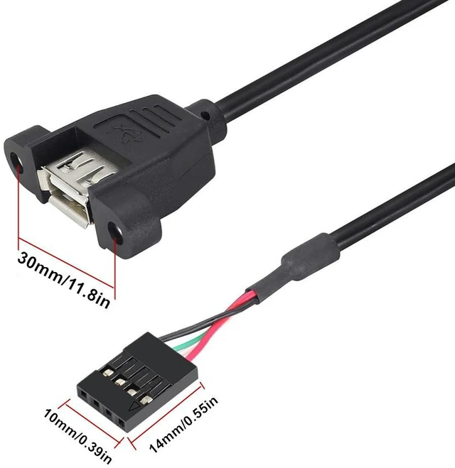Alt view image 3 of 7 - 2 Pack USB 2.0 A to Dupont 5Pin Multiplier Splitter Adapter Cable, USB 2.0 A Female Screw Panel Mount to Motherboard 5pin Female Header Cable,1.6ft/0.5m