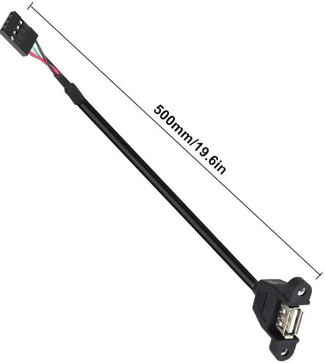 Alt view image 7 of 7 - 2 Pack USB 2.0 A to Dupont 5Pin Multiplier Splitter Adapter Cable, USB 2.0 A Female Screw Panel Mount to Motherboard 5pin Female Header Cable,1.6ft/0.5m