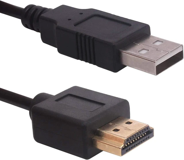 Main image of 2-Pack USB to HDMI Cable, USB 2.0 Male to HDMI Male Charger Cord,HDMI Male A/V Adapter + USB 2.0 Power Supply Connector Cable ,1.6ft/ 50cm