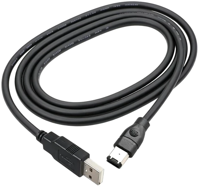 Alt view image 3 of 7 - Firewire to USB Adapter Cable IEEE 1394 Male 6-Pin to USB 2.0 Male Converter Firewire 400 1394-a to USB A Connector Cord for Hard Disk Printer Scanner,6ft/1.8m