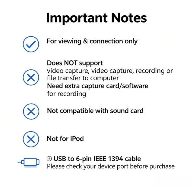 Alt view image 6 of 7 - Firewire to USB Adapter Cable IEEE 1394 Male 6-Pin to USB 2.0 Male Converter Firewire 400 1394-a to USB A Connector Cord for Hard Disk Printer Scanner,6ft/1.8m