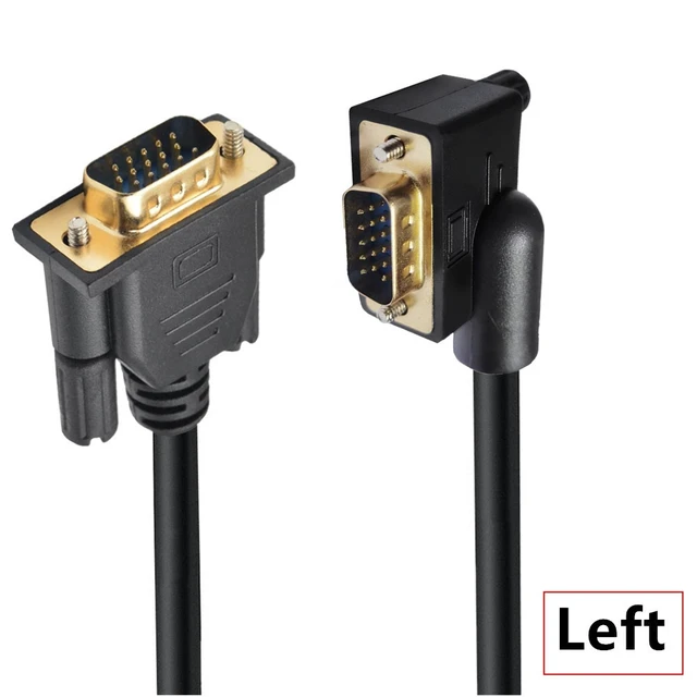 Alt view image 2 of 7 - 90 Degree Left Angled VGA RGB Male to Straight Male Extension Cable 3COAX+6C for Monitor Projector Computer,1.6ft/0.5m Left Angle
