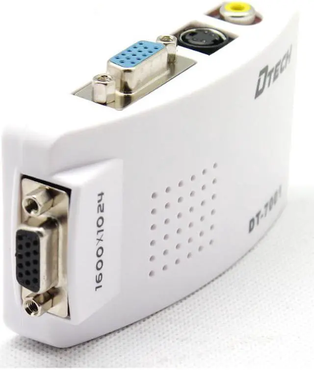 Alt view image 5 of 7 - DTECH  PC to TV Converter,up to 1600X1024@85HZ,  PC MAC VGA to AV Composite and RCA S-Video for TV/Projector Converter terminal converter box (DT-7001 )
