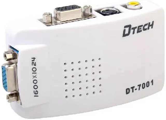 Alt view image 2 of 7 - DTECH  PC to TV Converter,up to 1600X1024@85HZ,  PC MAC VGA to AV Composite and RCA S-Video for TV/Projector Converter terminal converter box (DT-7001 )