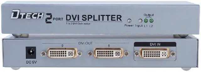 Alt view image 3 of 7 - DTECH 2 Port DVI Video Splitter Dual Monitor (1 in 2 out Splits 1 Video Signal to Dual Display) up to 1920x1200 Resolution Supports Cascade Connection(DT7023)
