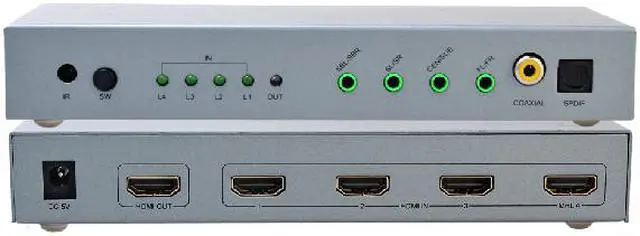 Alt view image 3 of 6 - DTECH DT-7041 4 in 1 out HDMI Splitter 4Kx2K and high-definition 7.1 channel output switching support w/ 3D HDCP 1080P Support with IR Remote