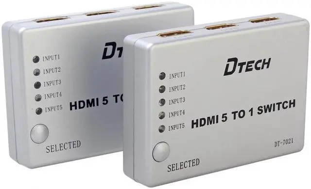 Main image of DTECH DT-7021 5-to-1 HDMI Video Switch with Remote Control,5-Port HDMI Switcher Selector Splitter +Remote; Switch 5 HD devices to 1 HDTV