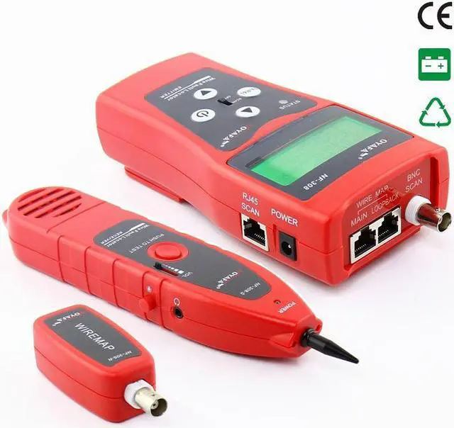 Alt view image 2 of 7 - Multipurpose Network Ethernet LAN Phone Cable Tester Scanner RJ45 RJ11 Cat-5 , LCD Display Telephone Network Ethernet LAN Phone Tester Multipurpose Cable Wire Tracker Length Scanner NF308