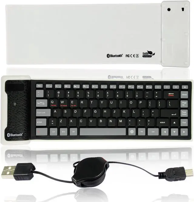Alt view image 3 of 6 - TeKit Ultra-thin Foldable Silicone Wireless Bluetooth keyboard for Smartphones and Tablets - Red