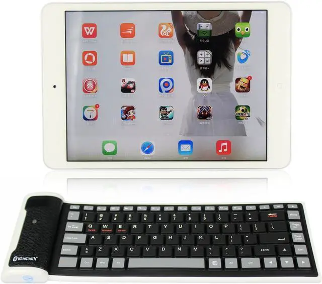 Alt view image 2 of 6 - TeKit Ultra-thin Foldable Silicone Wireless Bluetooth keyboard for Smartphones and Tablets - Red