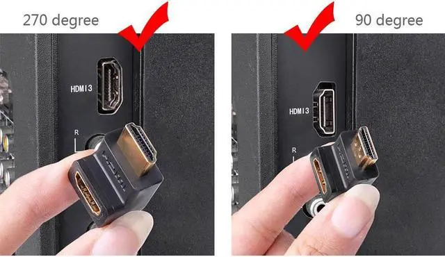 Alt view image 5 of 7 - Ugreen High Speed HDMI Port Saver Male to Female Adapter Right Angled 90 Degree +270 degree