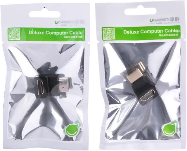 Alt view image 6 of 7 - Ugreen High Speed HDMI Port Saver Male to Female Adapter Right Angled 90 Degree +270 degree