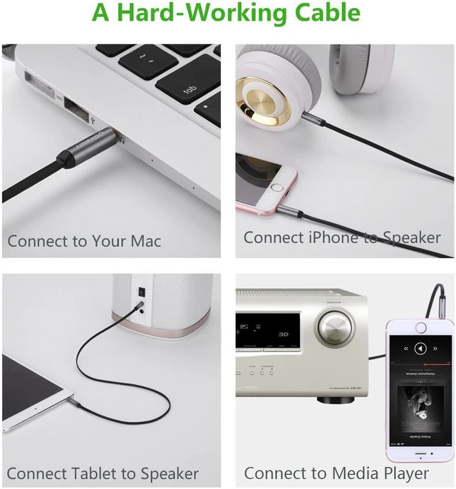 Alt view image 4 of 7 - 3.5mm male to male audio AUX extension cable, 3.5mm Auxiliary Audio Flat Design Cable Compatible for iPhone, iPad or Smartphones, Tablets, Media Players,0.5m/1.64ft 10723