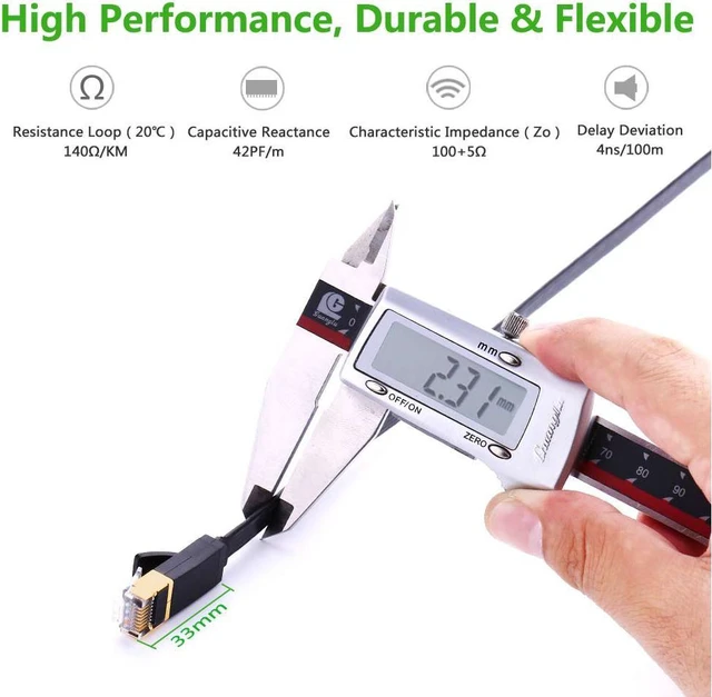 Alt view image 4 of 7 - Ethernet Cable,Ultra Durable High Performance Flat Cat7 RJ45 Ethernet Patch Cable 10Gbps 600Mhz S/STP Molded Network Lan Cable Stranded Copper, 10ft/3m 11262