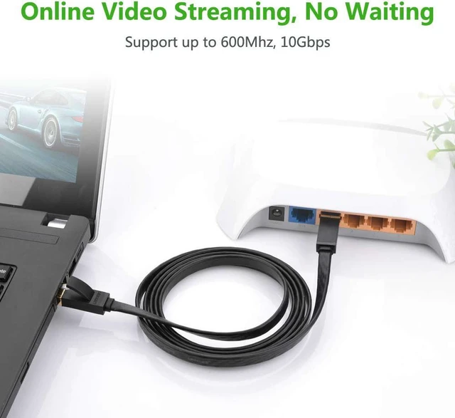 Alt view image 5 of 7 - Ethernet Cable,Ultra Durable High Performance Flat Cat7 RJ45 Ethernet Patch Cable 10Gbps 600Mhz S/STP Molded Network Lan Cable Stranded Copper, 10ft/3m 11262