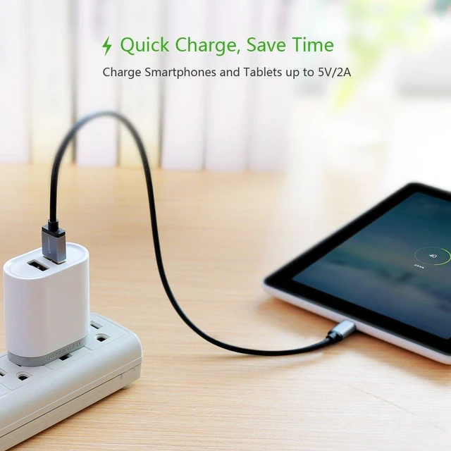 Alt view image 5 of 7 - Micro USB2.0 cable, Micro USB 2.0 Male to USB A Male Charging and Sync Cable with Aluminum Case Compatible with Samsung Galaxy S4, S3, Note 2, HTC, Motorola, LG and More 10ft/3m, Black10827