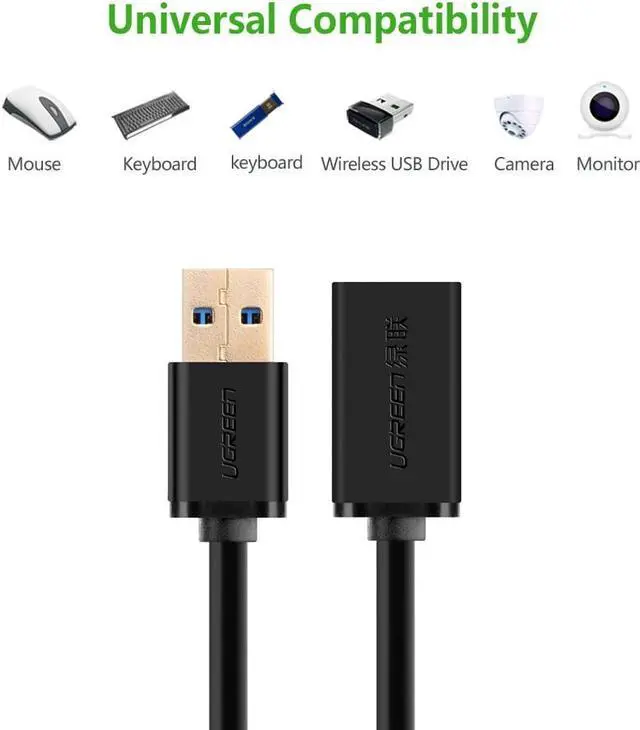 Alt view image 4 of 7 - USB Extension Cable USB 3.0 High Speed Extender Cord Type A Male to A Female for Oculus VR, Playstation, Xbox,USB Flash Drive, Card Reader, Hard Drive,Keyboard, Printer, Scanner,Camera 5ft/1.5m  30126