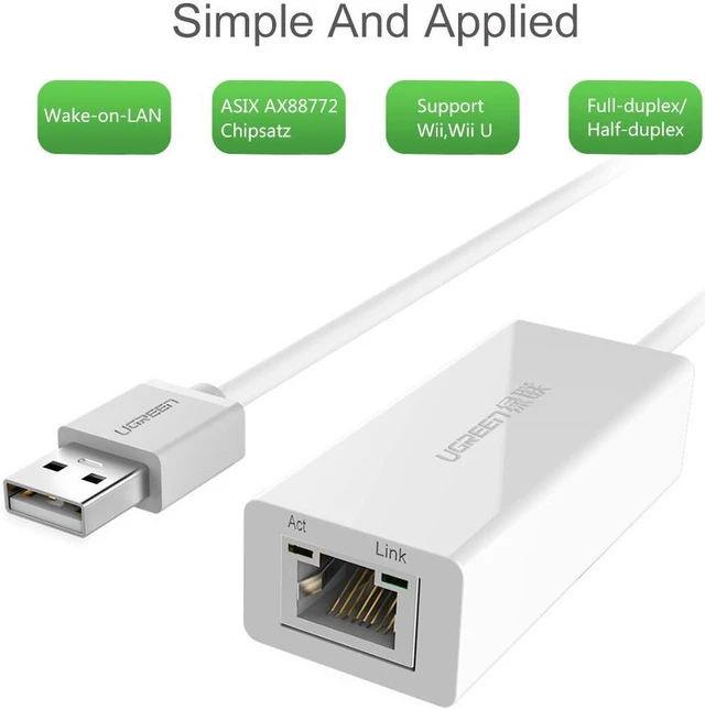 Alt view image 6 of 7 - USB 2.0 to 10/100 Fast Ethernet Lan Wired Network Adapter for Macbook, Chromebook, Windows 10, 8.1 and Earlier, Mac OS X 10.11,Surface Pro, Wii, Wii U, Linux ASIX AX88772 Chipset (White)20253