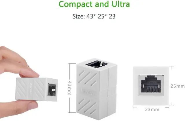 Alt view image 3 of 6 - RJ45 Coupler, In-Line Coupler Cat7/Cat6/Cat5e Ethernet Cable Extender Adapter Female to Female (White)20311
