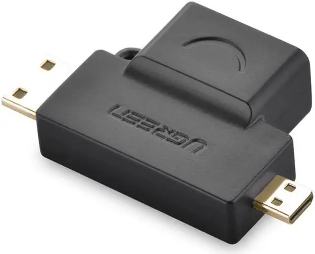 Alt view image 2 of 4 - Ugreen 2-in-1 Mini HDMI and Micro HDMI Male to HDMI Female Adapter Gold Plated for Smartphones, Tablets and Cameras etc (20144)