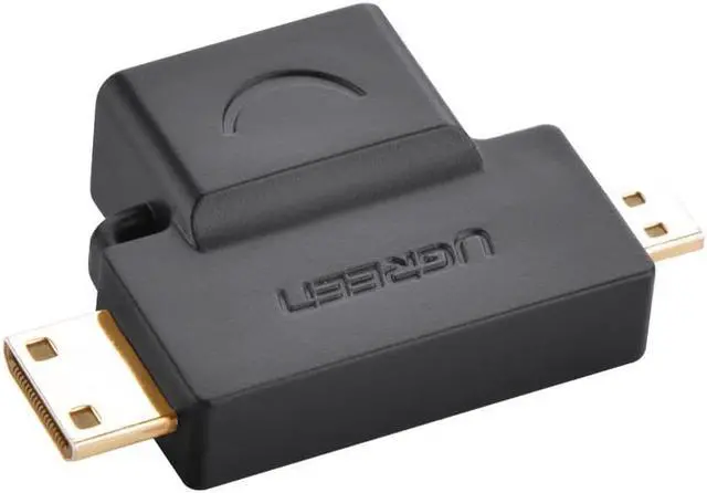 Alt view image 4 of 4 - Ugreen 2-in-1 Mini HDMI and Micro HDMI Male to HDMI Female Adapter Gold Plated for Smartphones, Tablets and Cameras etc (20144)