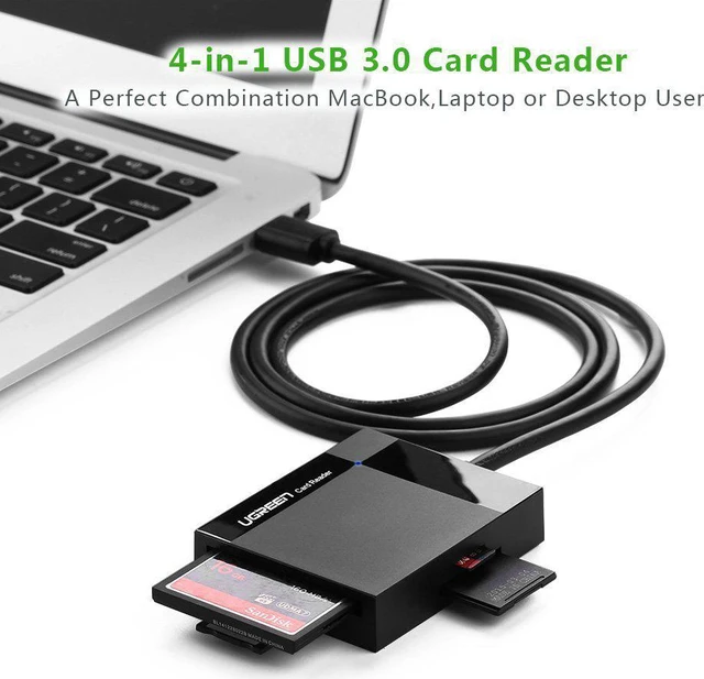 Alt view image 4 of 7 - SD Card Reader USB 3.0 Card Hub Adapter Android 5Gbps Read 4 Cards Simultaneously CF, CFI, TF, SDXC, SDHC, SD, MMC, Micro SDXC, Micro SD, Micro SDHC, MS, UHS-I for Windows, Mac, Linux, Android 30333