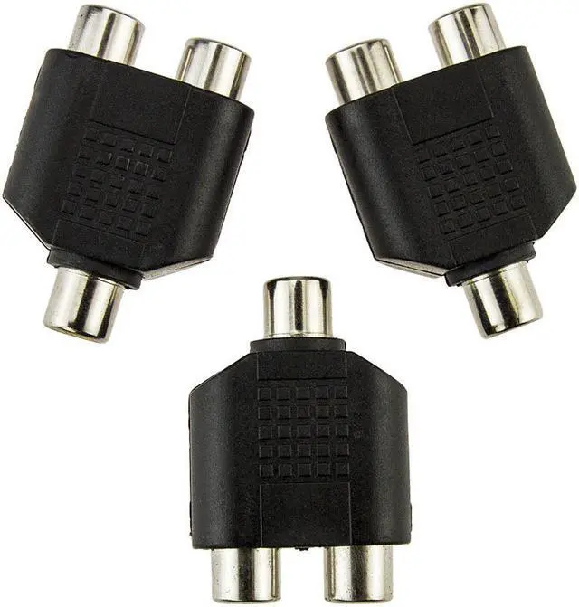 Main image of 3pcs RCA Splitter AV Audio Video Plug Converter 1 Female to 2 Female AV Audio Video Y Adapter Converter
