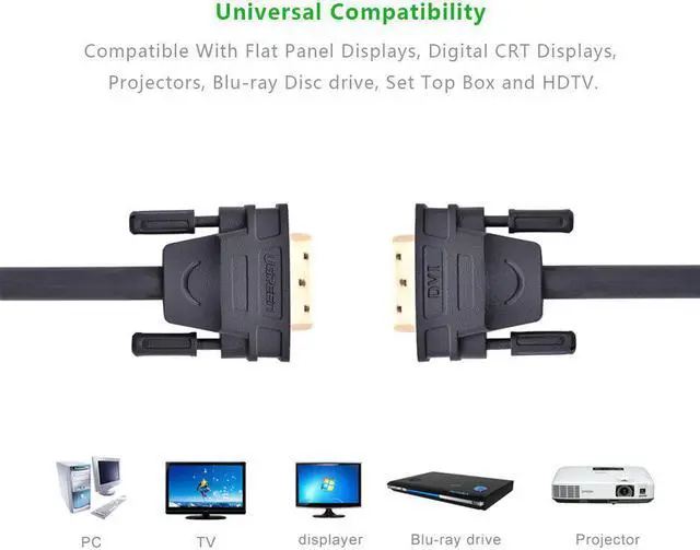 Alt view image 3 of 7 - (33ft/10m)  DVI  Extension cable ,DVI-D 24+1 Dual Link Male to Male Digital Video Cable Gold Plated with Ferrite Core Support 2560x1600 for Gaming, DVD, Laptop, HDTV and Projector 11609