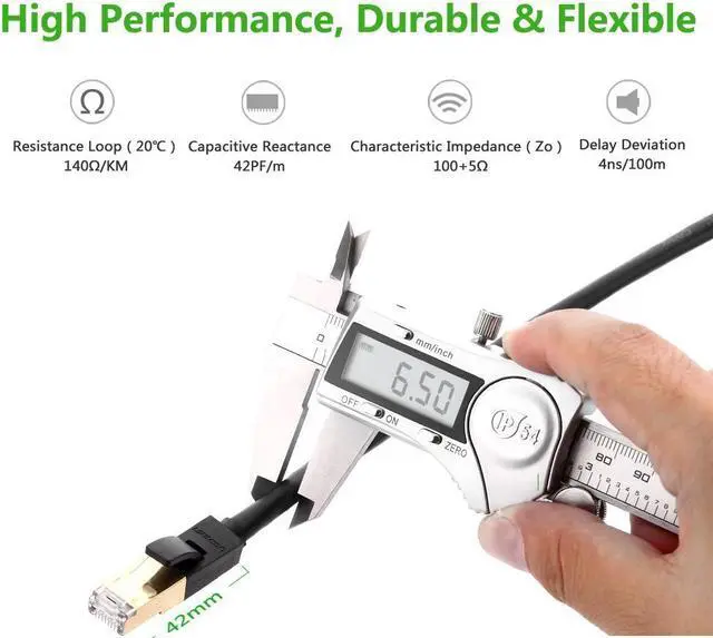 Alt view image 6 of 6 - 16.4ft/5m Ethernet Cable Cat7 Networking Cord Patch Cable RJ45 10 Gigabit 600Mhz Lan Wire Cable STP for Modem, Router, PC, Mac, Laptop, PS2, PS3, PS4, XBox, and XBox 360(11271)