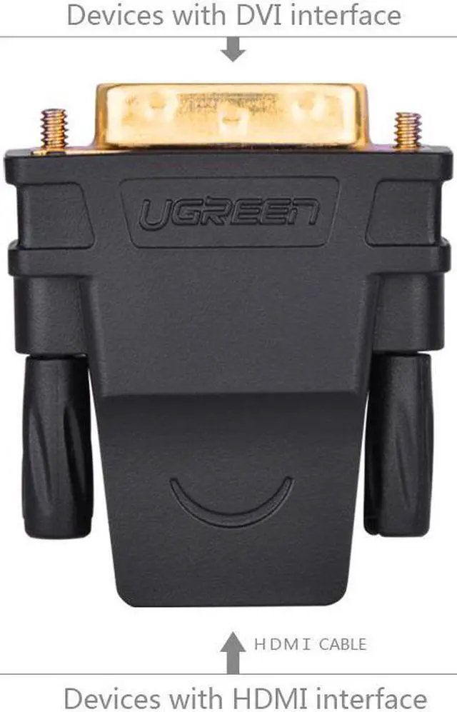 Alt view image 3 of 5 - UGREEN HDMI to DVI Converter adapter, High Speed HDMI Female to DVI 24+1 DVI-D Male Adapter Gold Plated Support 1080P for HDTV, Plasma, DVD and Projector ,Fully compatible with all HDTV formats.