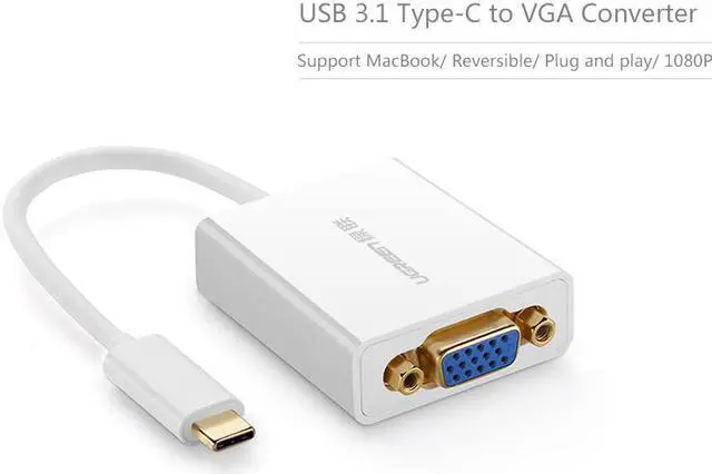 Main image of USB-C to VGA Adapter,USB 3.1 Type C USB-C to VGA Male Adapter for Apple Macbook 12inch and Google Chromebook Pixel (white,40274)