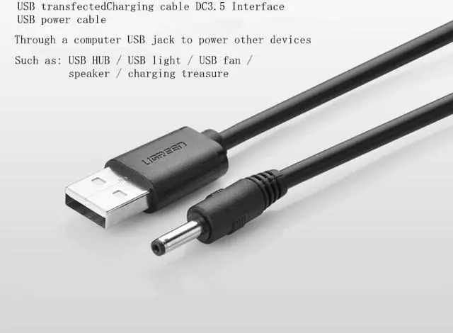 Alt view image 6 of 6 - UGREEN USB to DC3.5mm charging Converter adapter cable ,USB to DC3.5X1.35mm charger cable 3ft/1m ,through a computer USB Jack to power other 3.5mm devices 10376