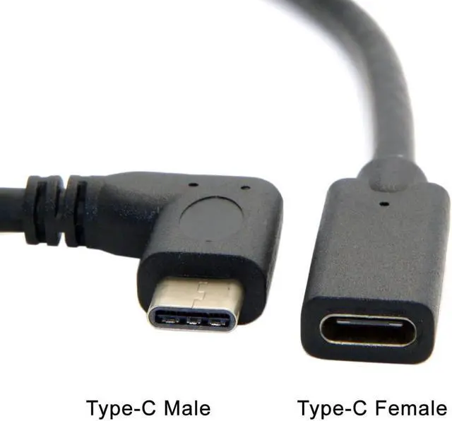 Alt view image 2 of 7 - 90 Degree Right Angled USB-C USB 3.1 Type C Male to Female Extension Data Cable for Macbook Tablet ,90 Degree USB Type C Extention Cable 1feet Short