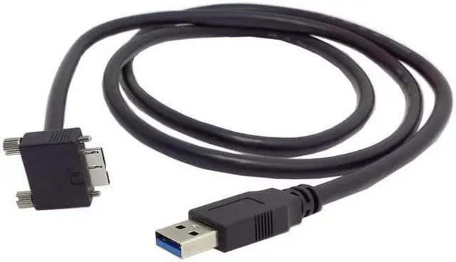Alt view image 2 of 5 - USB3.0 A Male to Micro USB-B Male Converter adapter cable, 90 Degree Micro USB Screw Mount to USB 3.0 A Type Data cable (3m/10ft)