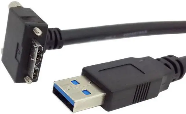 Alt view image 4 of 5 - USB3.0 A Male to Micro USB-B Male Converter adapter cable, 90 Degree Micro USB Screw Mount to USB 3.0 A Type Data cable (3m/10ft)