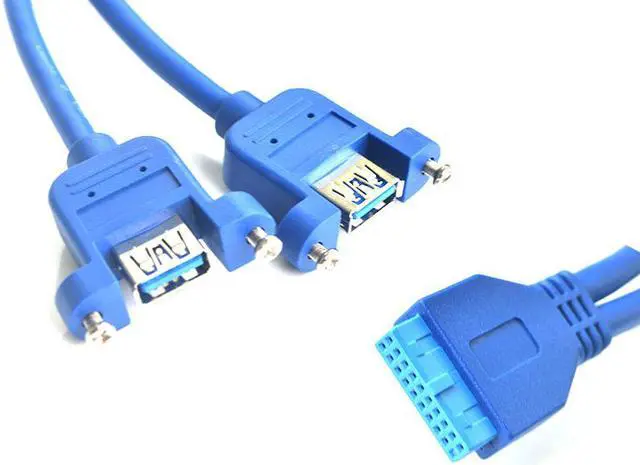 Main image of USB 3.0 Internal Motherboard Header 20pin to Dual USB 3.0 Female Cable(50cm/1.64ft) ,2 Port Panel Mount USB 3.0 Cable - USB A to Motherboard Header Cable F/F