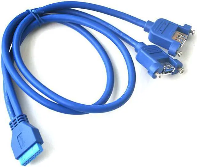 Alt view image 3 of 5 - USB 3.0 Internal Motherboard Header 20pin to Dual USB 3.0 Female Cable(50cm/1.64ft) ,2 Port Panel Mount USB 3.0 Cable - USB A to Motherboard Header Cable F/F