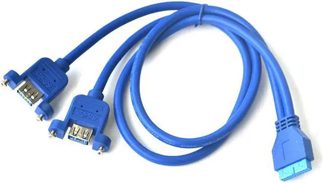 Alt view image 4 of 5 - USB 3.0 Internal Motherboard Header 20pin to Dual USB 3.0 Female Cable(50cm/1.64ft) ,2 Port Panel Mount USB 3.0 Cable - USB A to Motherboard Header Cable F/F